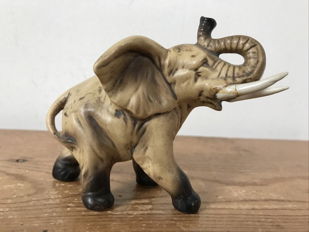 Vintage Lefton H2675 Porcelain Decorative Lucky Elephant Figurine Statuette